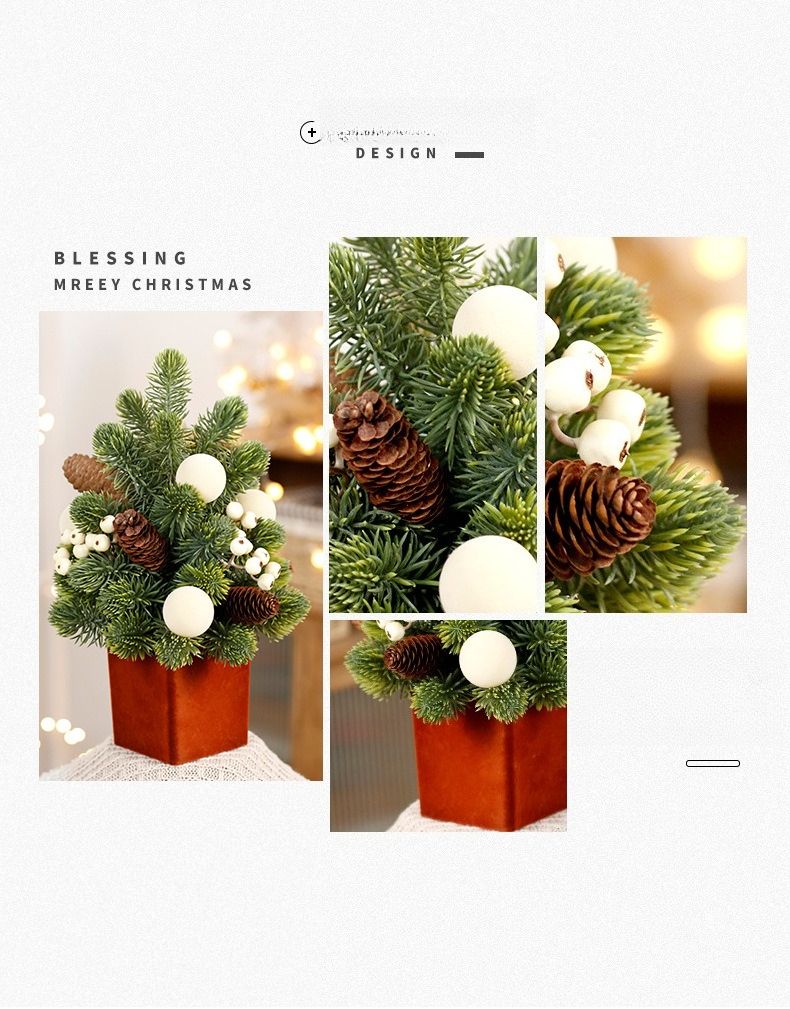 Christmas Decorations, Exquisite PE Nobeson Ins Tabletop Flocking Ball Red Fruit Mini Christmas Tree_voghion.com