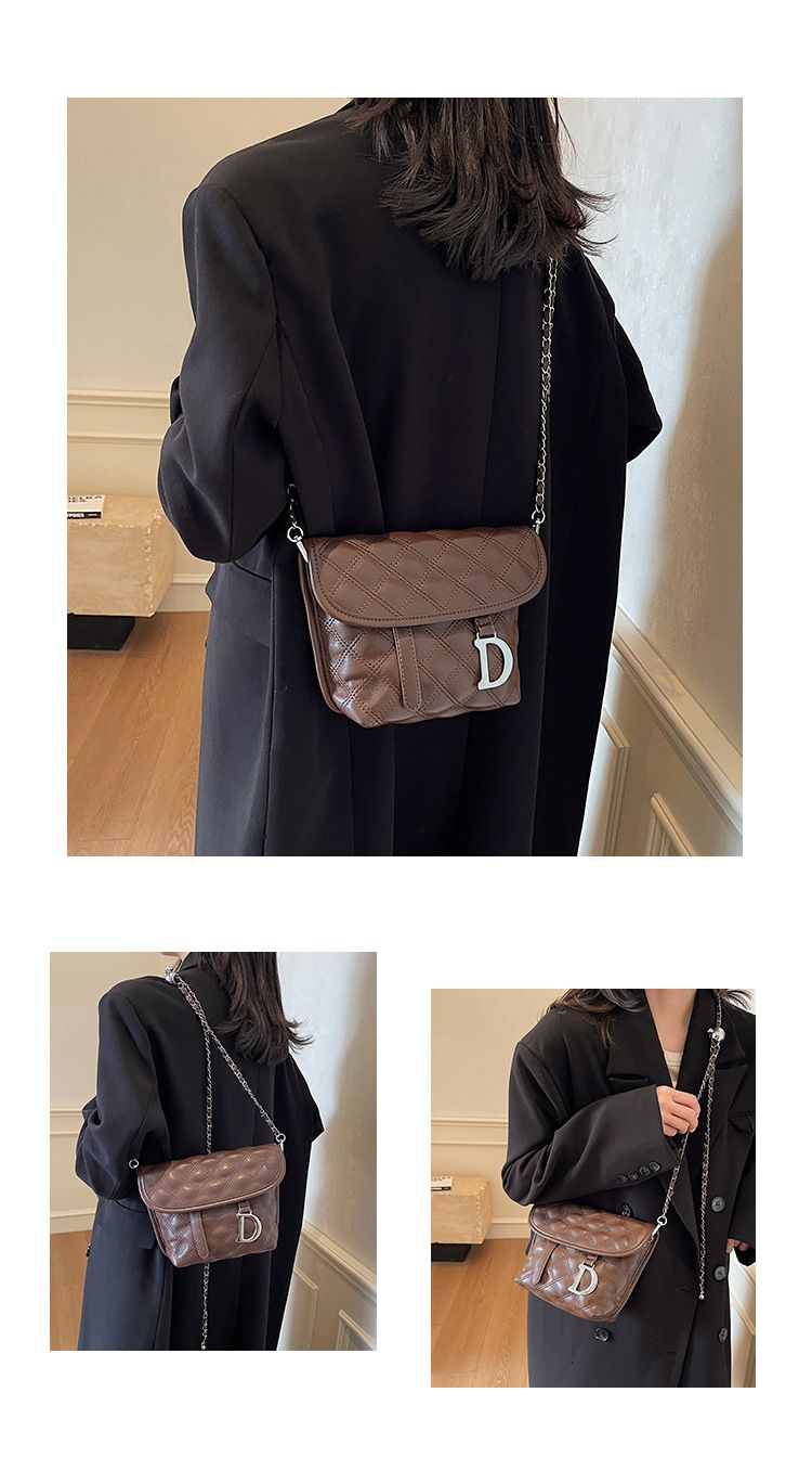 Fortgeschratt Ling Grid Kette fir Fraen 2024 Nei Modesch Casual Crossbody mat villfälteger Textur, Single Shoulder Small_voghion.com