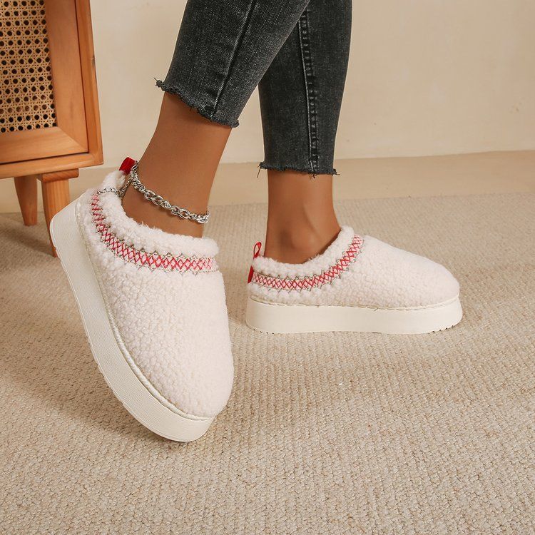Women's Shoes Thick Soled Slippers For Women, Winter New Warm Fur Snow Boots And Cotton Slippers For Women_voghion.com