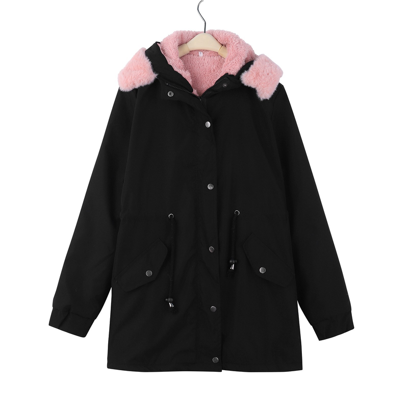 Damenbekleidung Beliebter Parka-Mantel, modischer lässiger Baumwollmantel, mittellanger Kapuzenmantel, Damen-Baumwollmantel aus Lammwolle_voghion.com