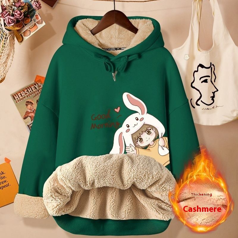 Sudadera con capucha gruesa de estatura pequeña 2024 nueva sudadera con capucha de cordero para estudiantes con abrigo grueso de lana de otoño e invierno 12_voghion.com