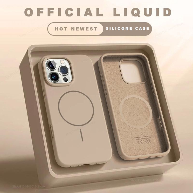 Coque magnétique antichoc en silicone pour iPhone 15, 14, 16 Plus, 11, 12, 13, 17 Pro Max, compatible avec chargement sans fil Mag Safe_voghion.com