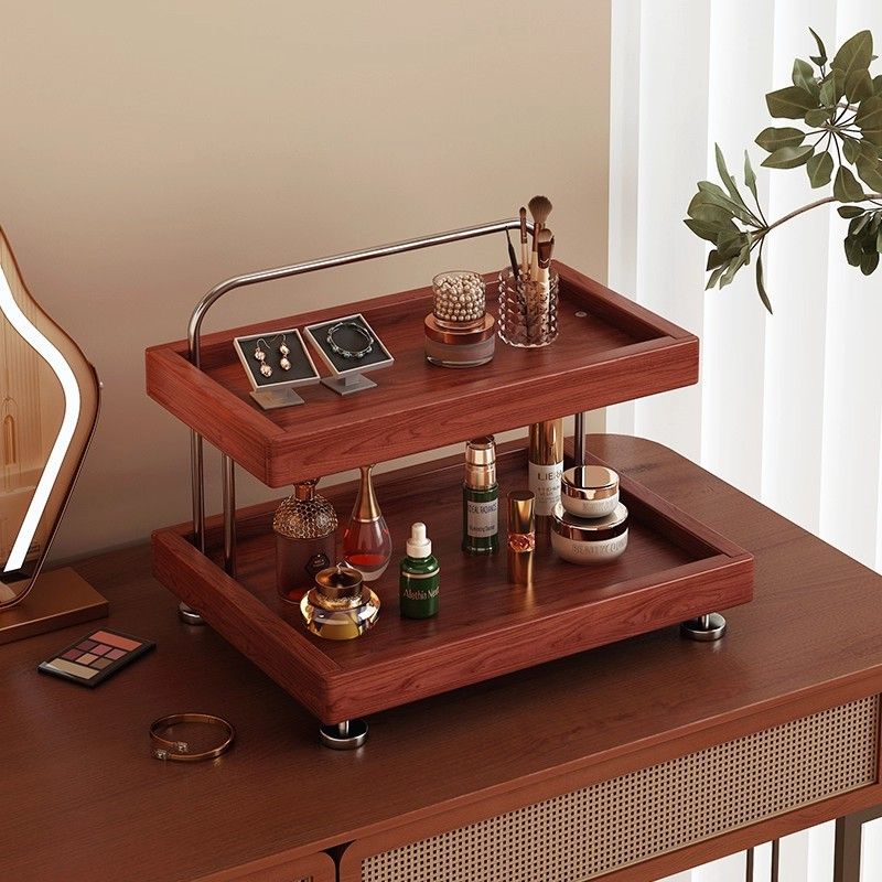 Solid Wood Dektop Dreing Table Skincare Organizer Multi-layer Liptick Perfume Cometic Storage Rack With_voghion.com
