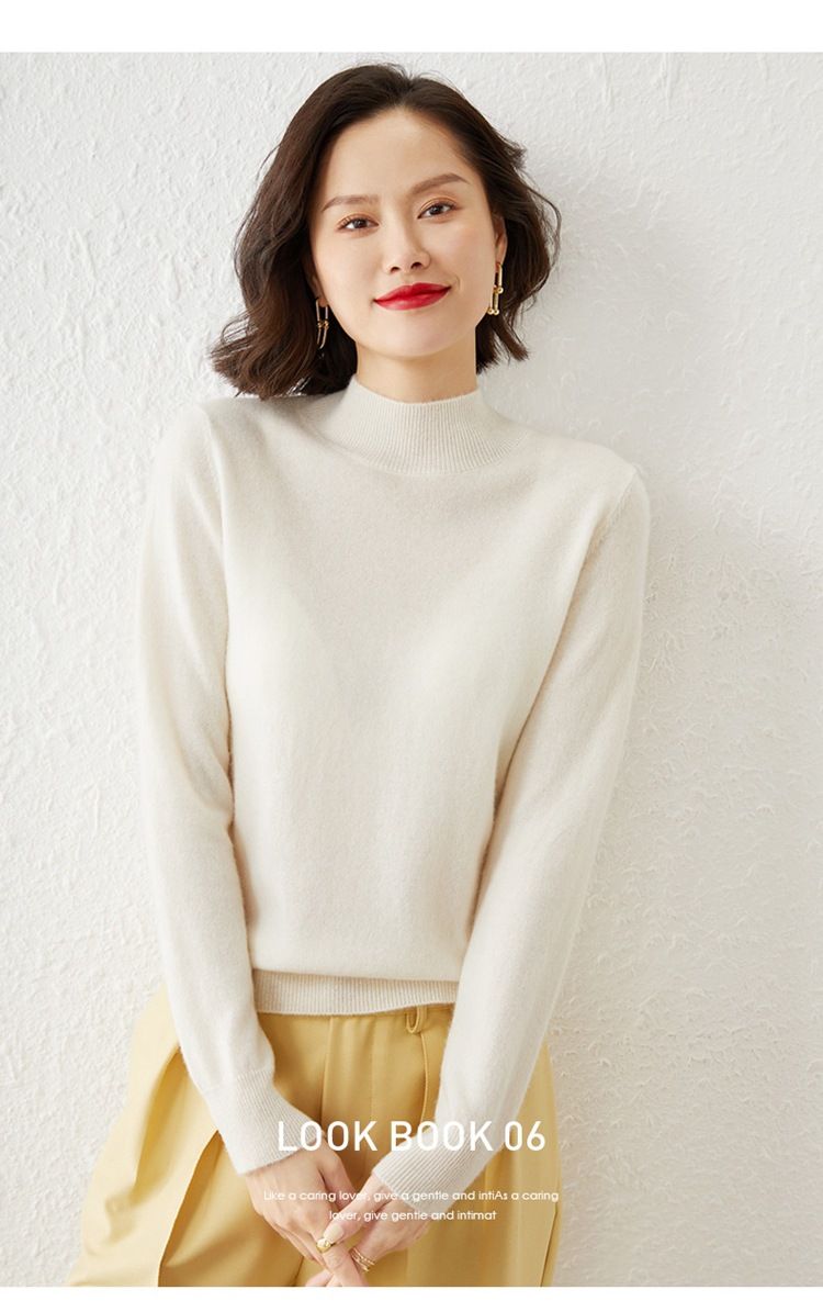 Damen-Strickpullover, langärmelig, halbhoher Ausschnitt, lässig, lockere Passform, Oberteil aus Cordmischung für alle Jahreszeiten_voghion.com