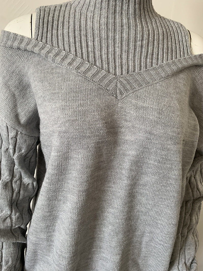 Schulterfreie Damen-Rollkragenpullover für Damen, lockere, grenzüberschreitende Pullover in großer Version für Damen_voghion.com