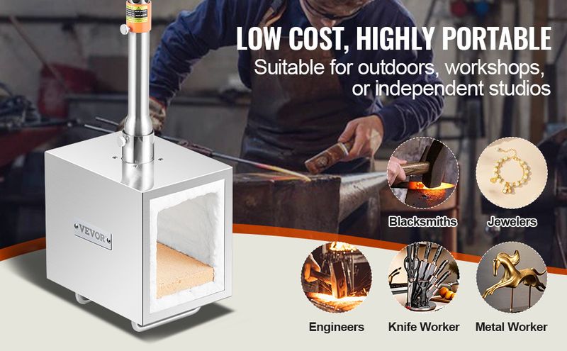 Portable Propane Forge 1 Burner Farrier Forge 2600°F Knife Metal Square_voghion.com