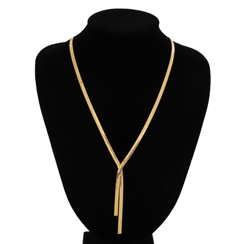 Dames sieraden hiphop metalen wind snake bone chain ketting trend geometrisch lang geweven sleutelbeen ketting_voghion.com