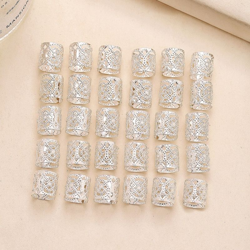 Haarschmuck-Set mit ausgehöhlter Metallblume im irischen Stil mit Muster für Dreadlocks, galvanisiertes Eisenmaterial, einzigartige Flechtornamente_voghion.com