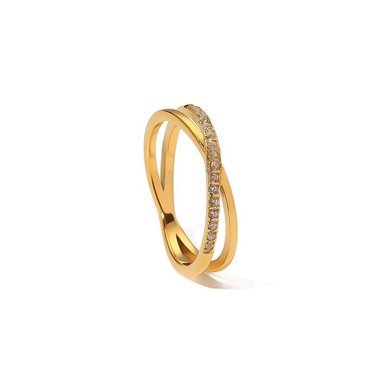 Ins Cross Niche Design Micro Pave Diamond Slim Fashion Simple Style Versatile Elegant Ring_voghion.com