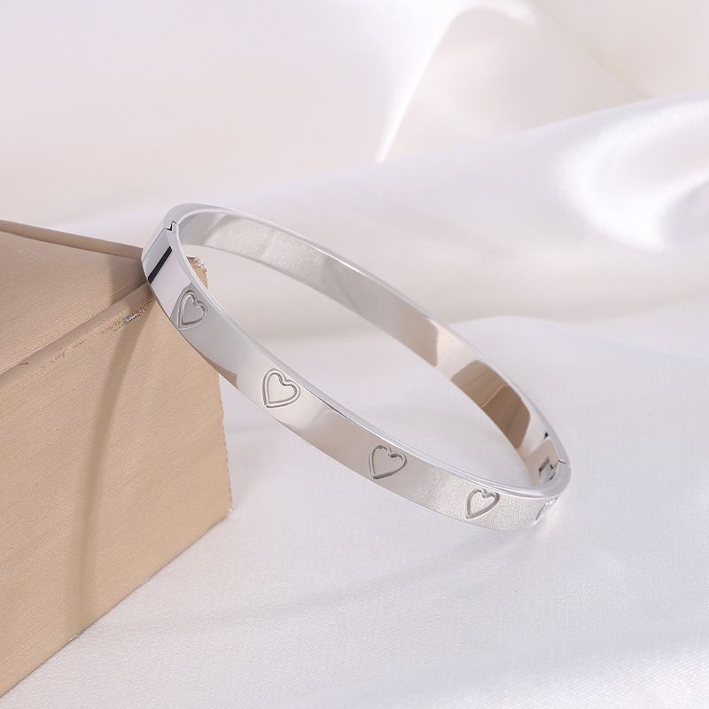 Unisex Jewelry Fashion Titanium Steel Bracelet Real Gold Electroplated Love Mirror Bracelet For Girls Fashion Bracelet_voghion.com