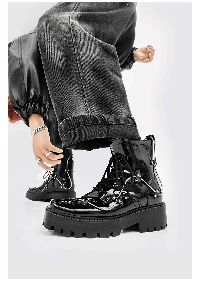 Men’s Shoes lace up niche design Martin boots thick soled platform cake British style cool single boots_voghion.com