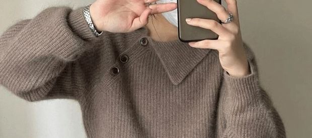 【 Família Cashmere 】 Outono/Inverno gola pulôver base de lã curta estilo feminino suéter de malha, camada interna para primavera_voghion.com