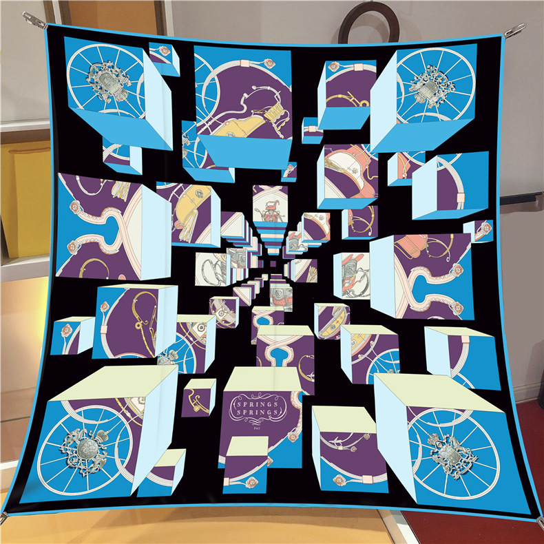 Sciarpa quadrata di eleganza per capelli con cravatta stampata versatile edizione coreana sottile primaverile e autunnale da donna abbinata a un abito_voghion.com