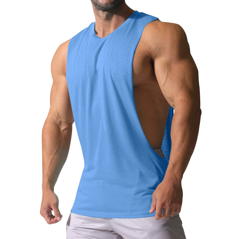 Men's Clothing New Men's Vest Muscular Men's Sports And Leisure Solid Color Men's Sleeveless Vest T Shirt_voghion.com