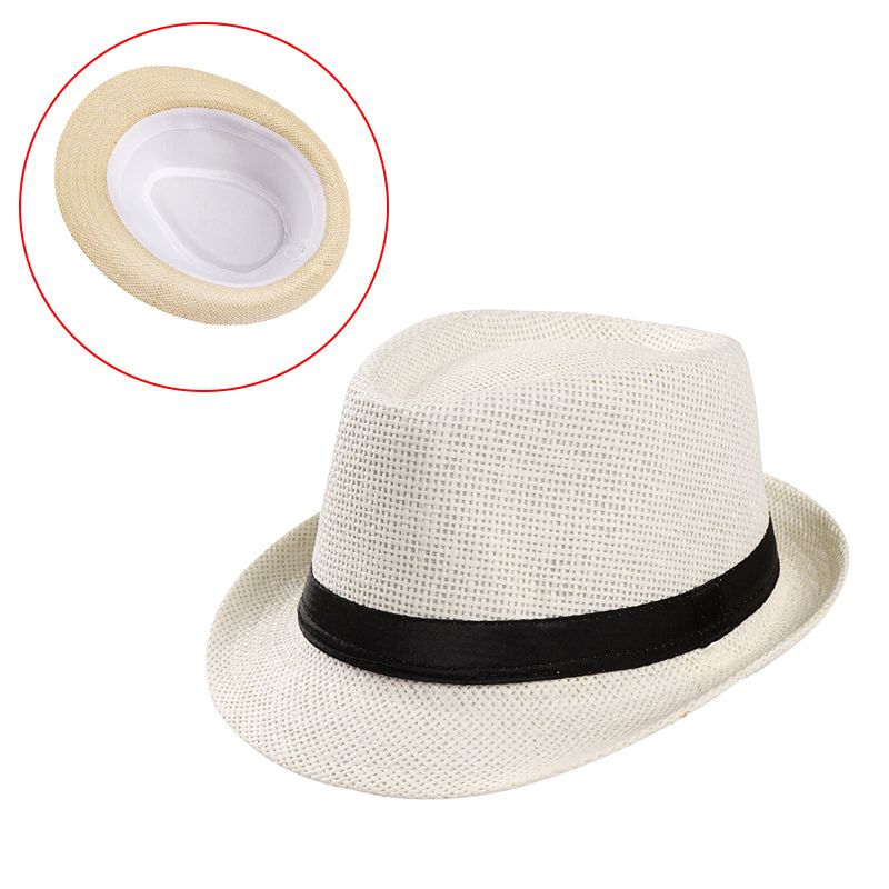 Pălărie unisex pentru bărbați și femei, Fedora, Trilby, cu bor larg, din paie, pentru plajă, soare, gentleman, adulți_voghion.com