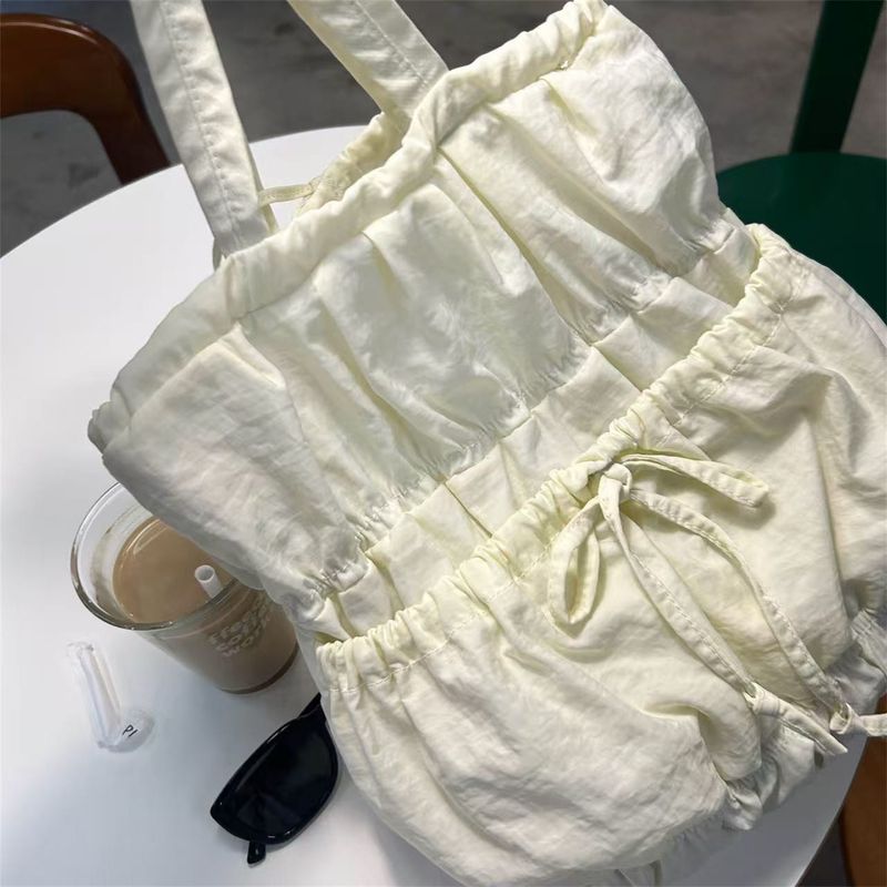 Borsa a tracolla con coulisse e grande capacità, nuova borsa a tracolla da donna autunno/inverno con fiocco e plissettatura_voghion.com