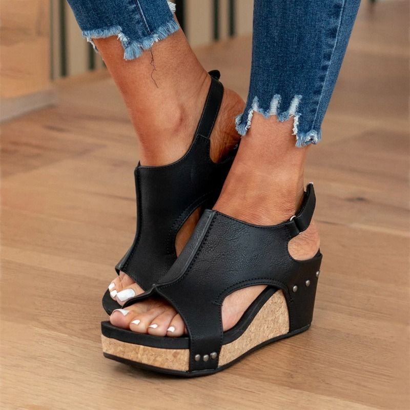 YUDX Roman Open Platform Damen Sommer Retro Peep Toe Dicke Sohle Keilschuhe Casual High Heel Sandalen Plus_voghion.com