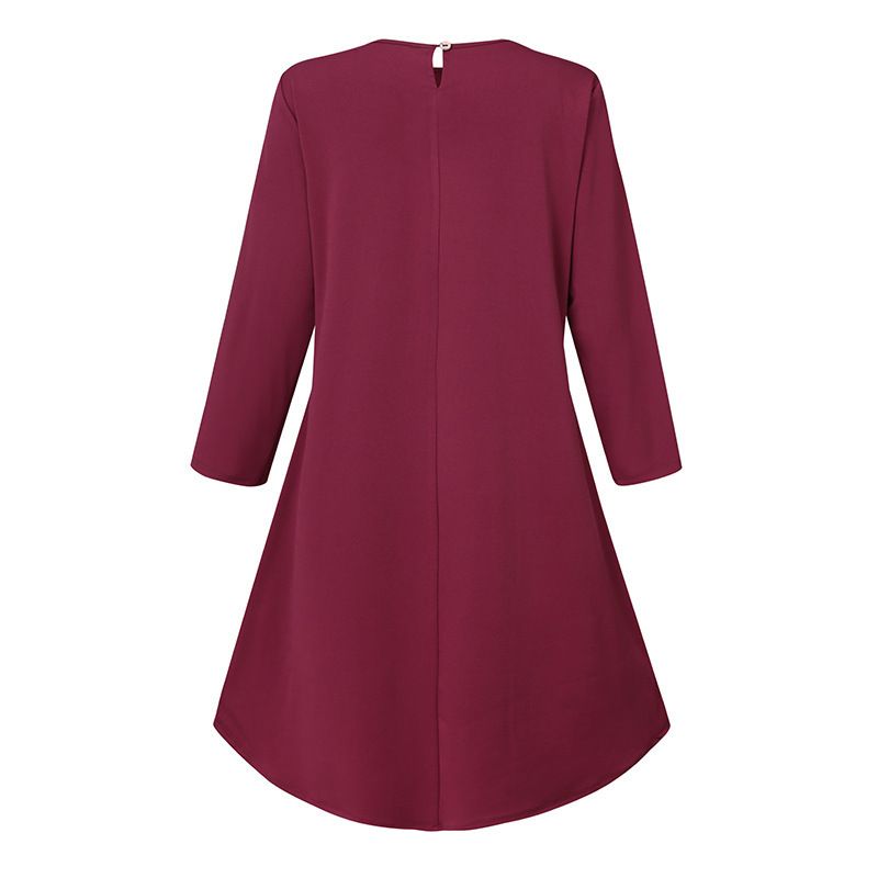 Vêtements pour femmes, couleur unie, couture de boutons, robe décontractée à manches longues, à la mode, en stock_voghion.com