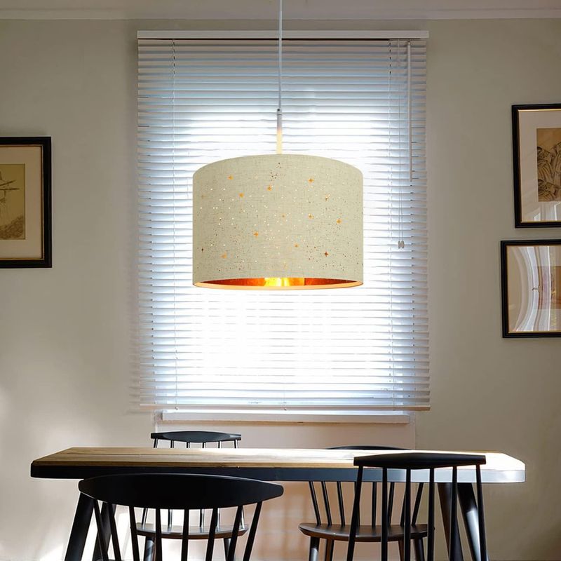 Glitzerlife Pendelleuchte Esstisch Hängeleuchte Esszimmer - Ø38CM Moderne Hängelampe Mit Lampenschirm Aus Stoff E27 Fassung Pendellampe Im Sternenhimmel Design_voghion.com