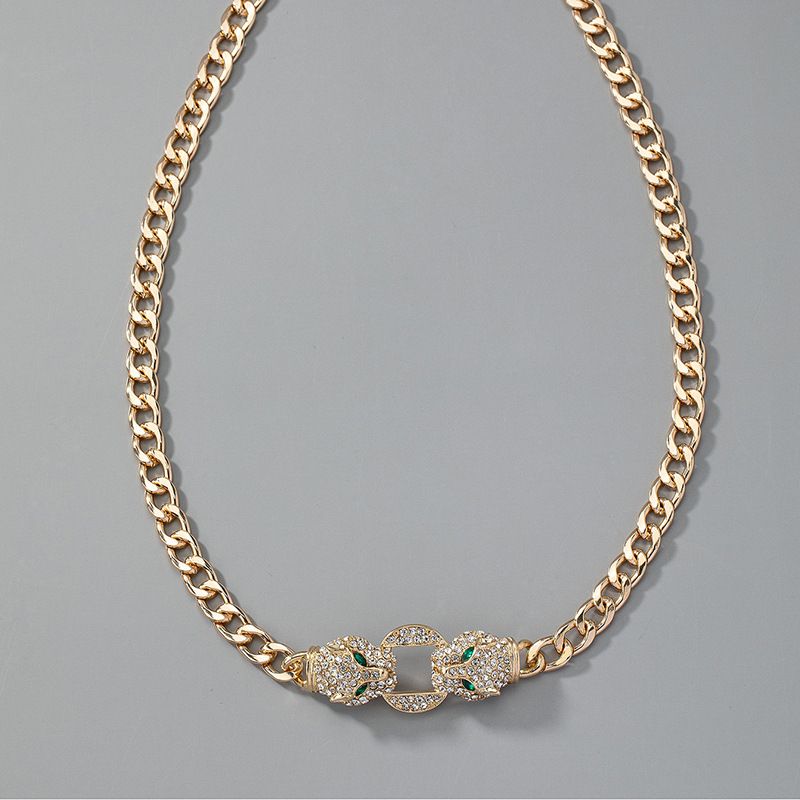 Collana unisex in argento con ciondolo a forma di testa di leone rotonda, stile semplice e smaltata._voghion.com