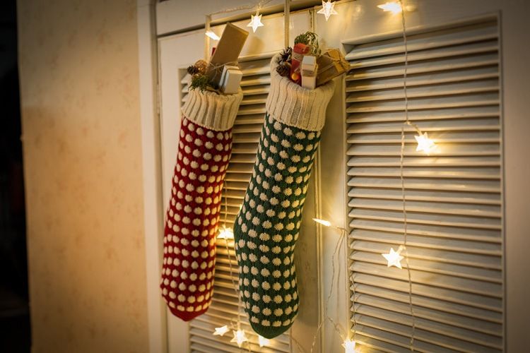 Grote maat 46CM garen gebreide cadeau decoratie snoepzak stippen hanger kerst sokhoes_voghion.com