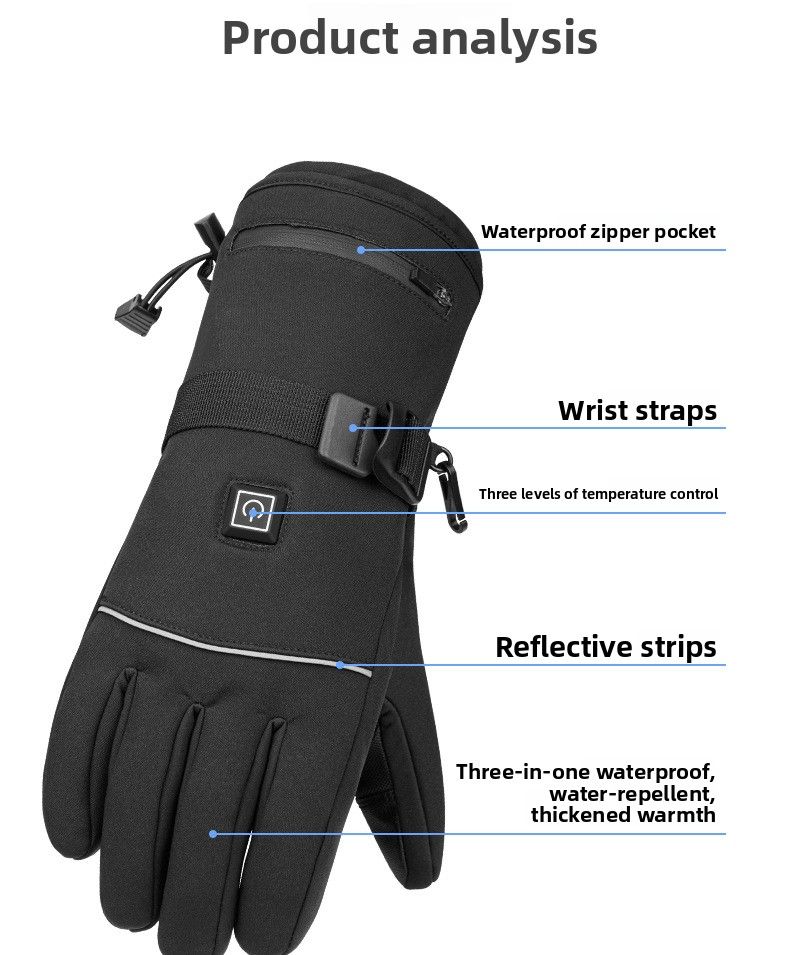 Cross-Border Trade Thermal Three-Level Cold-Proof Outdoor Cycling Skiing Electric Heating Windproof Touchscreen Gloves_voghion.com