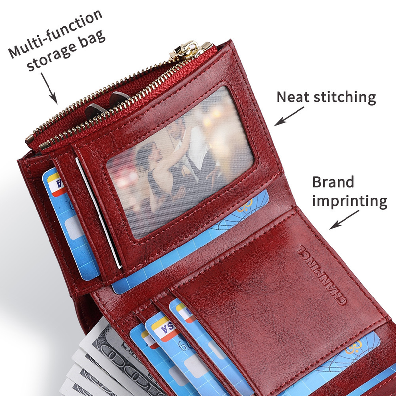 C brand boxed women's short change pocket, zipper wallet, multi card, dual currency wallet_voghion.com