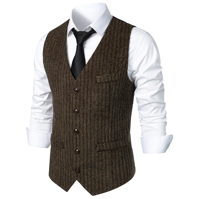 Men's retro vest Men's casual slim suit vest_voghion.com