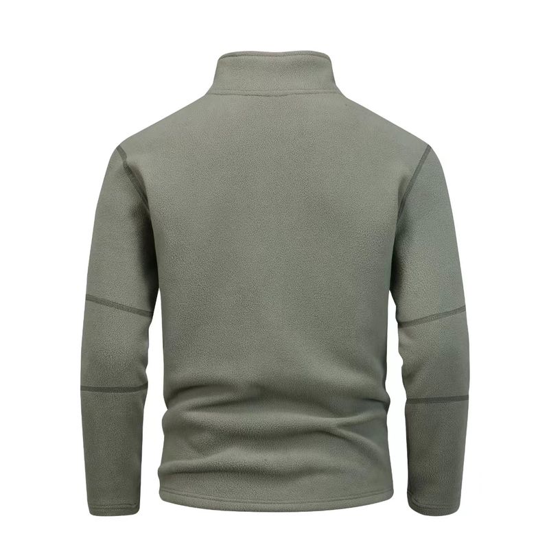 Polar double-sided comfortable fleece stand up collar jacket, half zipper cardigan, long sleeved trendy versatile 450g_voghion.com