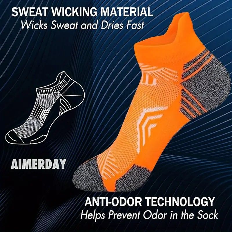 Performance-Laufsocken – Rutschfeste, schnelltrocknende Polyester-Spandex-Mischung (Unisex, Low Cut, 5er-Pack, Mehrfarbenoptionen)_voghion.com