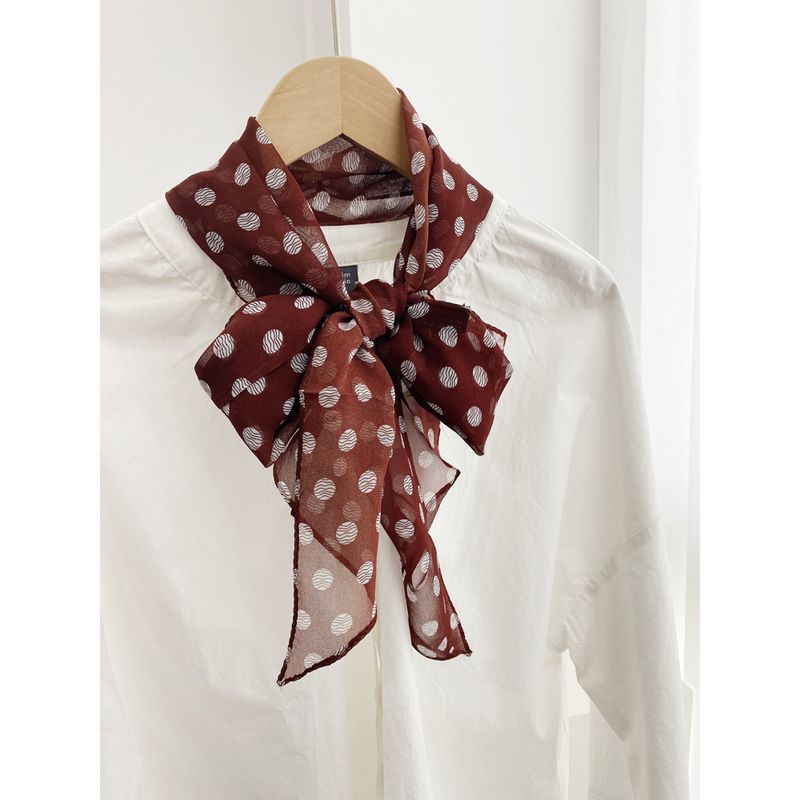 Französischer Stil, lässiger roter gepunkteter langer Georgette-Haargummi, leicht luxuriös, Vintage, elegant, dünn, dünn_voghion.com