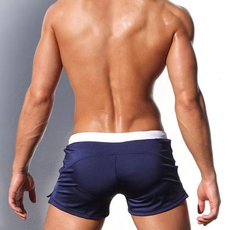 Men's Mid-Rise Sports Boxer Shorts - Solid Color With Secure Zipper & Drawstring (Anti-Slip & Breathable For Gym & Running)_voghion.com