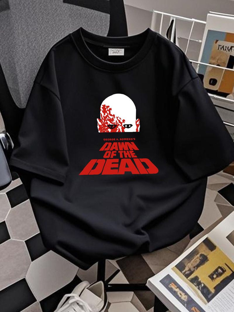 Maglietta con stampa retrò del film Dawn Of The Dead di George A Romero del 1978, HQ, pesante, girocollo, versatile, traspirante, unisex, abbigliamento firmato, elasticizzato_voghion.com
