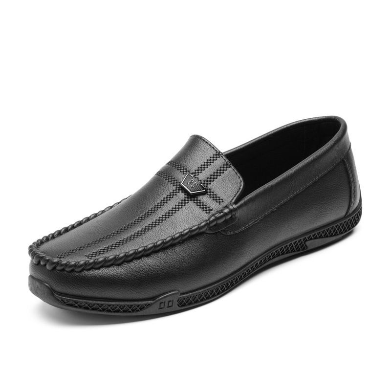 Doudou Herren Casual Leder Live-Streaming High-End Le Fu Weiche Sohle Atmungsaktive One-Step-Schuhe_voghion.com