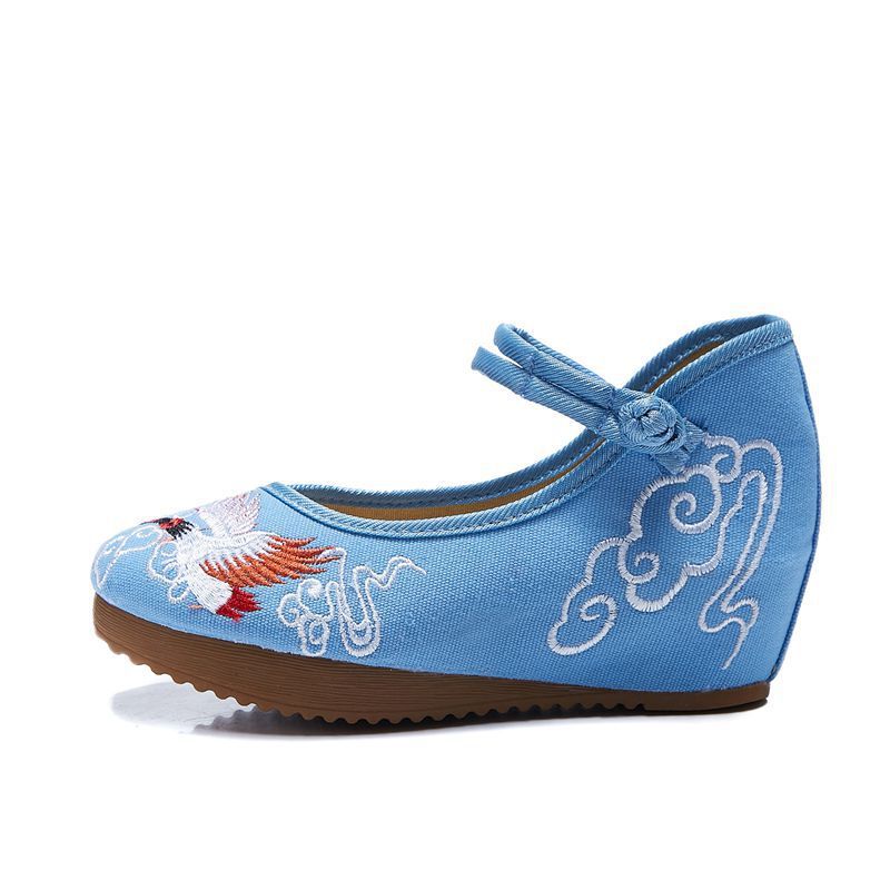 High Heels, Einzelner Bestickter Stoff Im Frühlings- Und Herbststil Im Antiken Stil, Damen-Mom-Shoe Im Ethnischen Stil, Square Dance_voghion.com