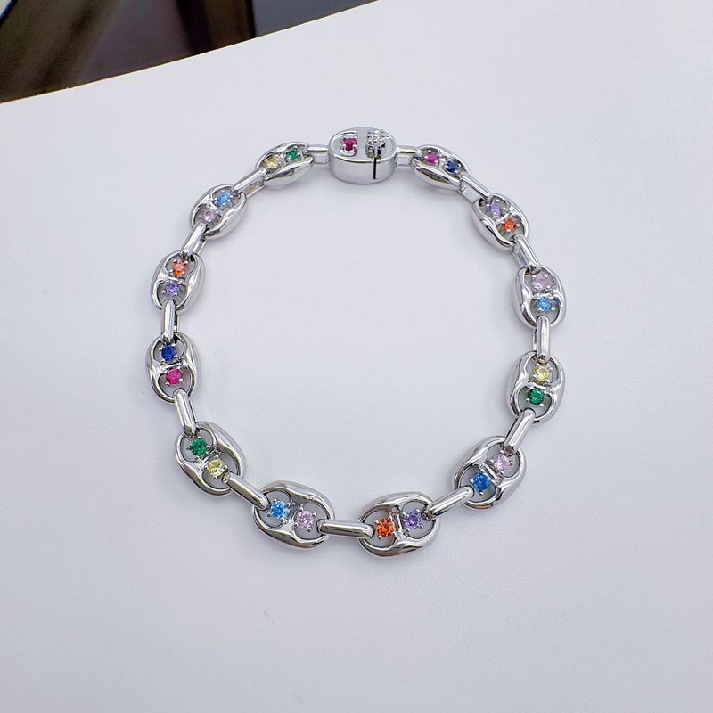 Gioielli da donna - Elegante bracciale in zircone con pietre colorate micro-pavé, design geometrico alla moda da indossare ogni giorno e come regalo_voghion.com