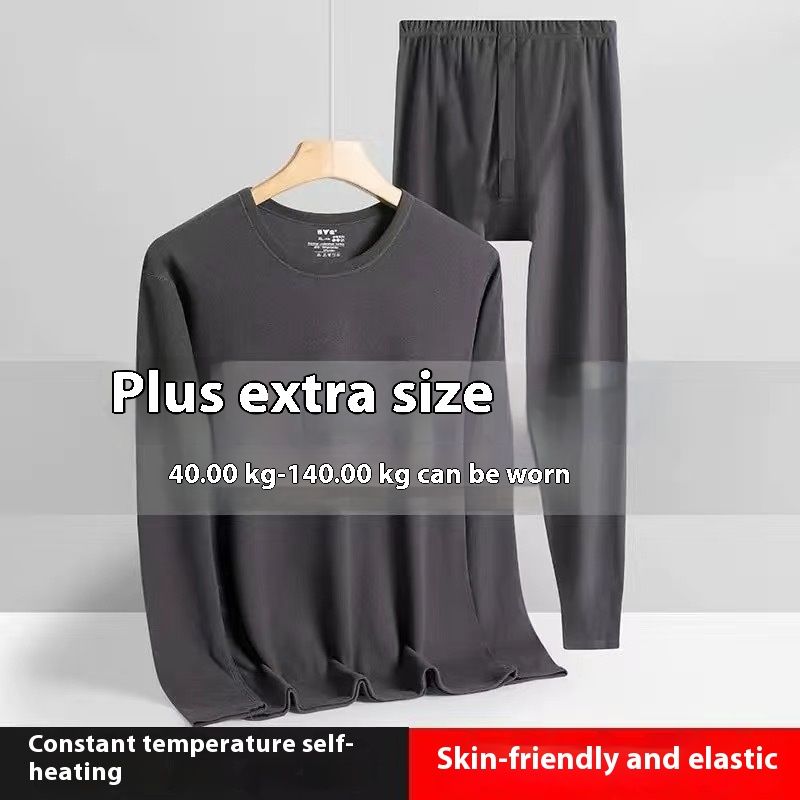 Új német flanel kétoldalas, kefélt termo alsónemű szett férfi kerek nyakú téli állandó hőmérsékletű fűtéssel_voghion.com