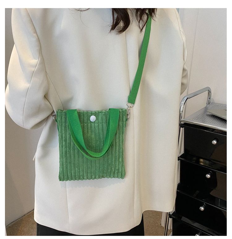 Mini Tote Donna Velluto a coste con cerniera Primavera Estate Nuova moda Borsa a tracolla singola Borsa a tracolla piccola_voghion.com