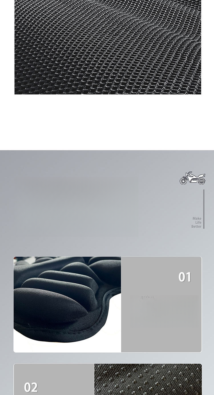Almofada para veículo elétrico de assento duplo 3D com absorção de choque e respirável, almofada universal para assento de motocicleta para todas as estações_voghion.com