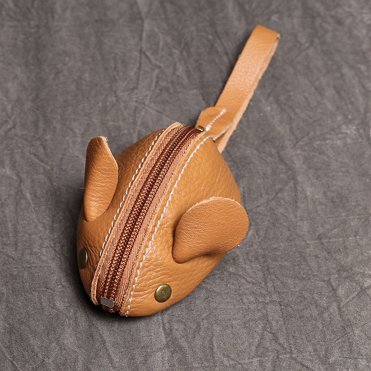 New Animal Cowhide Children's Cute Zero Wallet Made of Genuine Leather Mouse Cartoon Key Bag Multi functional Handheld Storage Bag with Advanced Sense_voghion.com