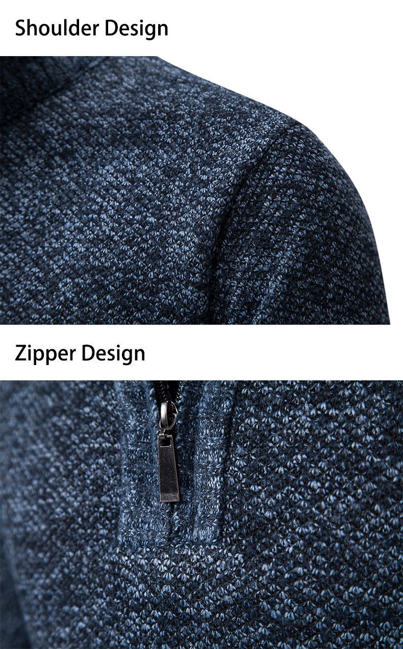 Herren-Strickpullover mit Fleecefutter – Slim-Fit-Pullover mit Stehkragen für Wärme im Winter_voghion.com