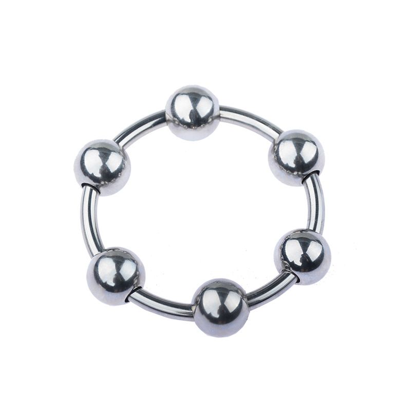 6 misure di anello per pene in acciaio inossidabile, ritarda l'eiaculazione, stimola il glande con 6 perline, giocattoli sessuali per anello di bloccaggio maschile_voghion.com