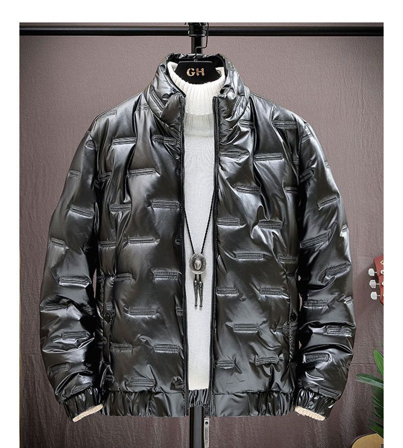 Herren-Wintermantel im Slim-Fit – Pufferjacke mit glänzendem Stehkragen | Koreanischer Stil | Polyester-Außenmaterial | Seitentaschen | Stilvolles Steppdesign_voghion.com