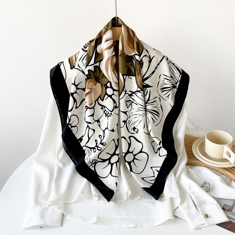 2024 Neuer, 90 cm langer Seidenschal mit Rosen-Design, edler und eleganter weicher, quadratischer Schal als Geschenk für die Schwiegermutter_voghion.com