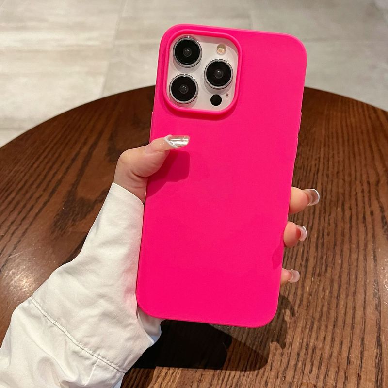 Suitable for Aple 16PROMAX solid color simple mobile phone case frosted large hole iphone14PRO soft shell protective cover_voghion.com