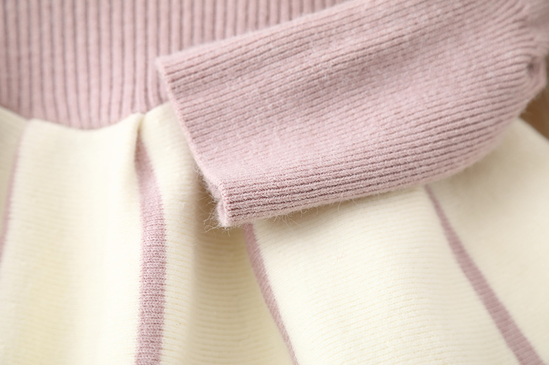 Wollkinderpullover für Mädchen, gestricktes langes Kleid, neue Schleife im Herbst/Winter 2022, kleiner duftender Wind, süße Prinzessin_voghion.com