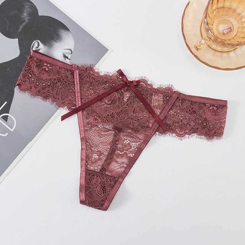 2025d Spitzen-Tanga Sexy Frauen Niedrige Taille Transparent Aushöhlen Verlockend T-Hosen Mädchen Dreieck Höschen_voghion.com