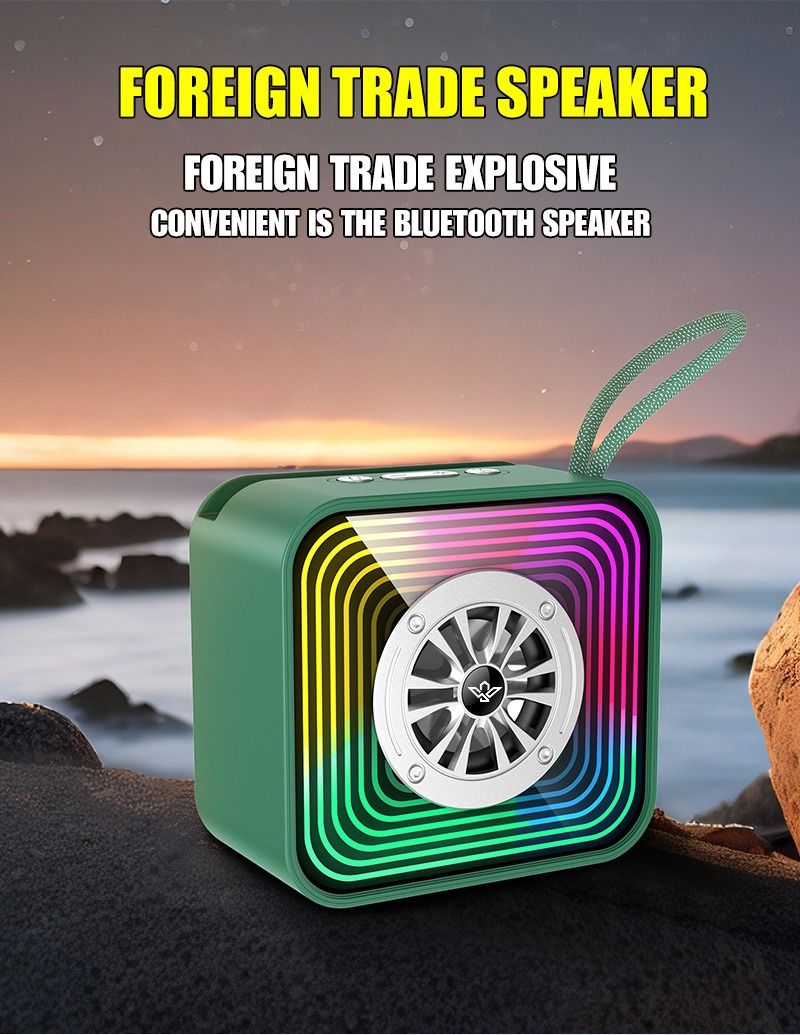 Mini Mirror Bluetooth Speaker Wireless Outdoor Heavy Bass Soundbar RGB Atmosphere Light MP3 Music Player With TF Card USB Slot_voghion.com