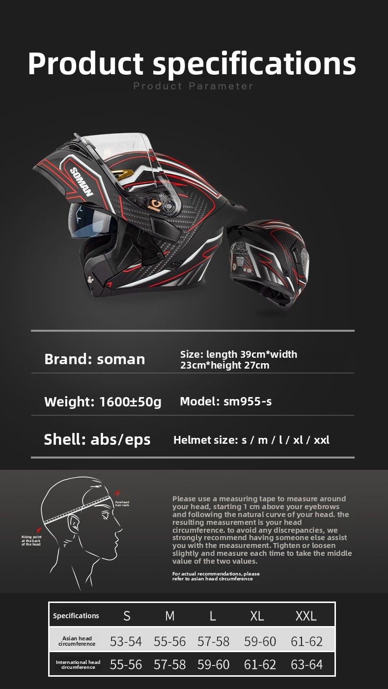 Nuovo casco da motociclista SOMAN, casco integrale da ciclista, casco con doppia lente, casco peeling SM955S aggiornato con pellicola a colori_voghion.com