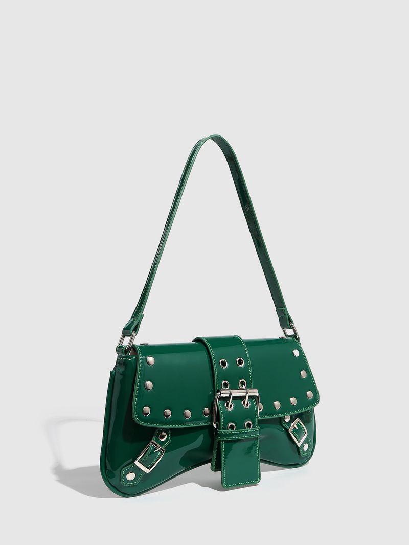 Damentaschen Punk Scenery Glue Bright Leder Magnetschnalle Umhängetasche Nieten Hohl Achseltasche Dornschließe Geleetasche Handtasche_voghion.com